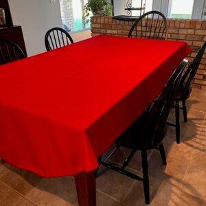 Vibrant Bright Red Vintage Tablecloth Plus A Free Tablecloth and Napkins